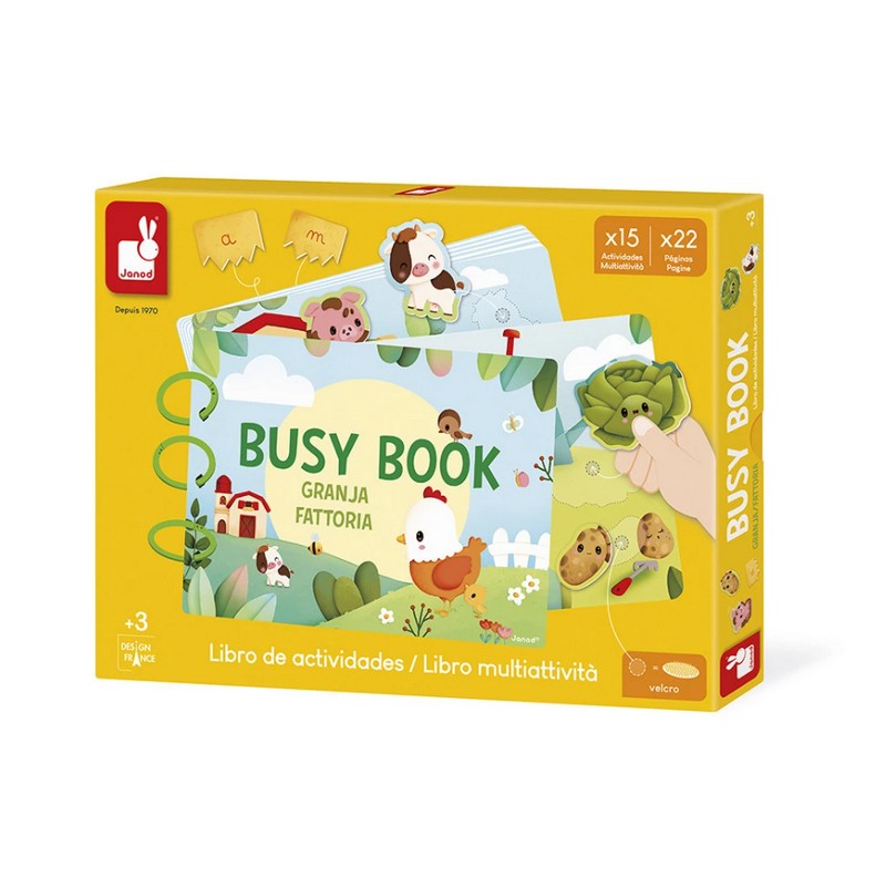 Libro interattivo multiattività a tema fattoria per bambini dai 3 anni